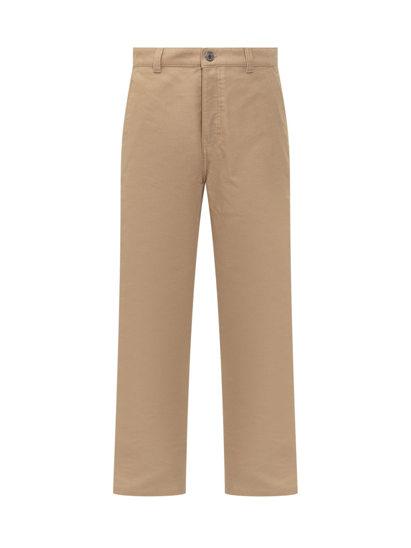 Beige Straight Flat Front Pants 1