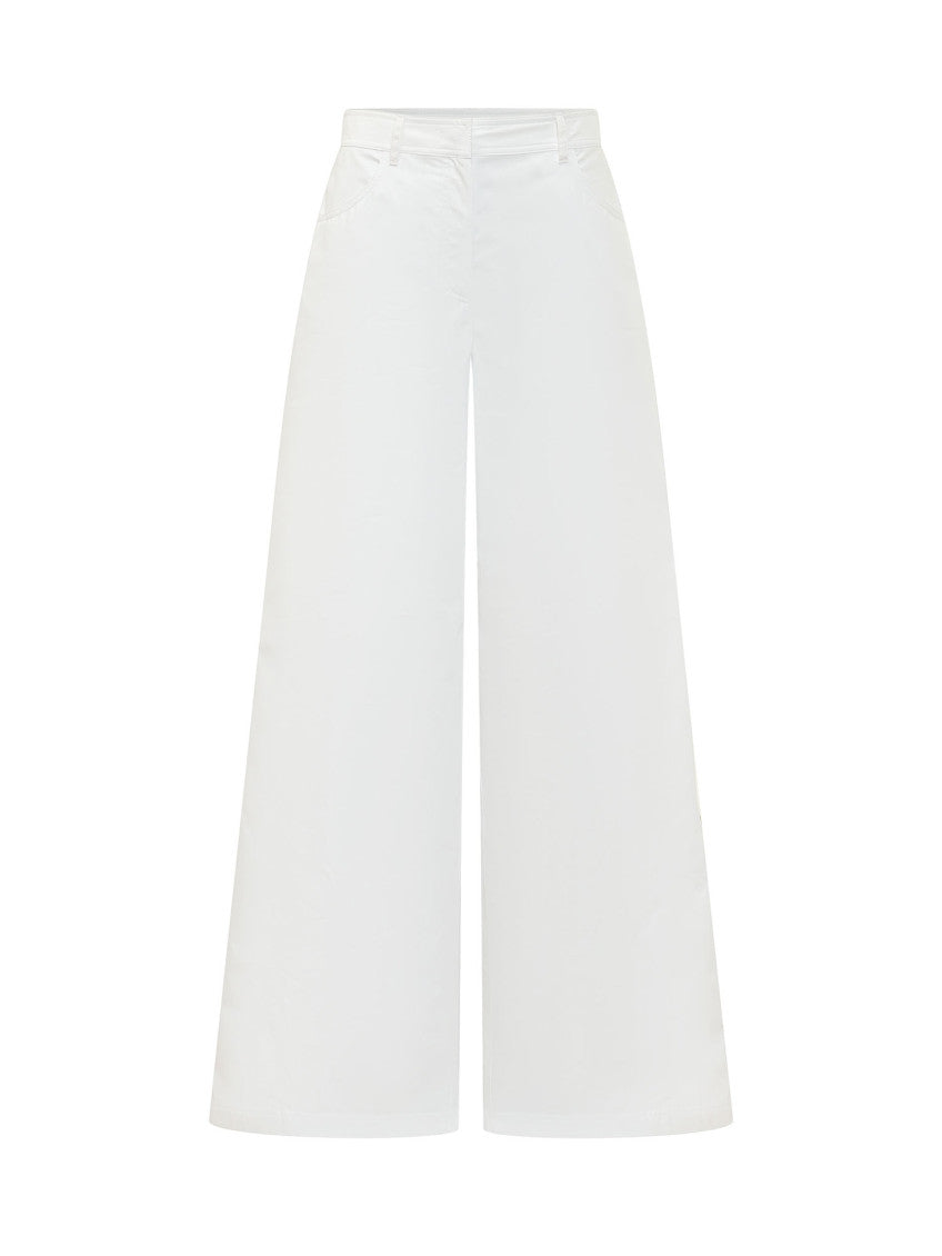 White Relaxed Flat Front Pants 1