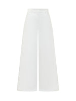 White Relaxed Flat Front Pants 1