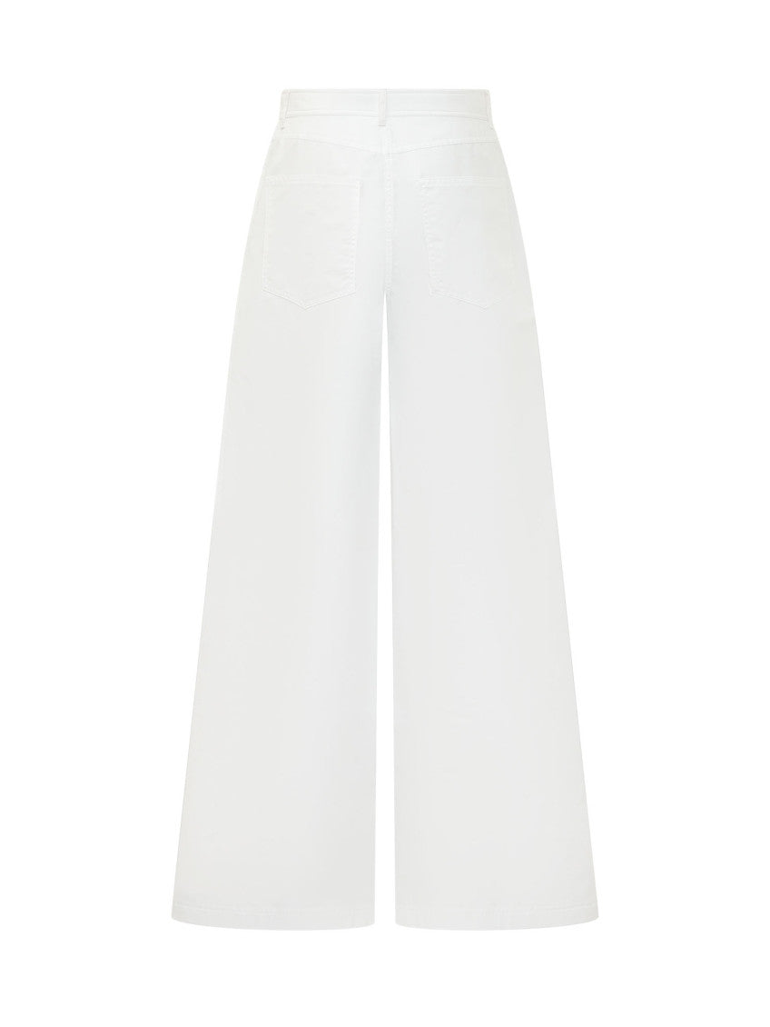 White Relaxed Flat Front Pants 2