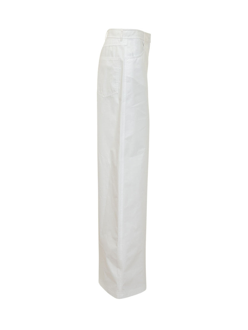 White Relaxed Flat Front Pants 3