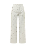 White Straight Drawstring Pants 1