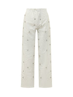 White Straight Drawstring Pants 1