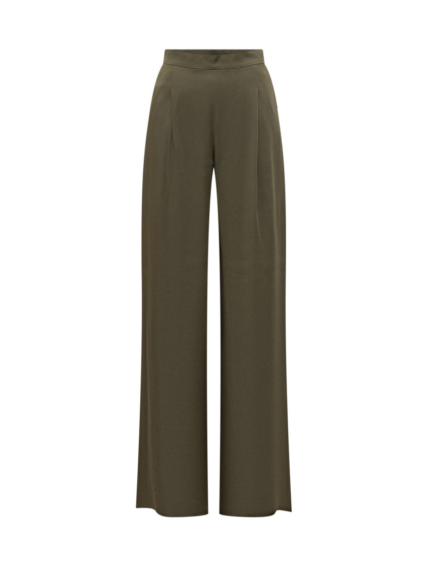 Green Relaxed Flat Front Pants 1