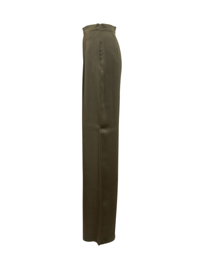 Green Relaxed Flat Front Pants 3