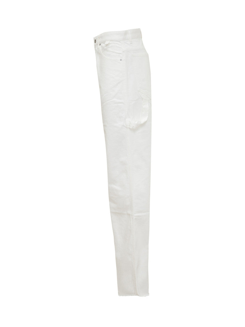 White Straight Flat Front Pants 2