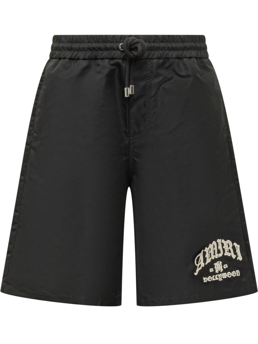 Black Embroidered Logo Shorts 1