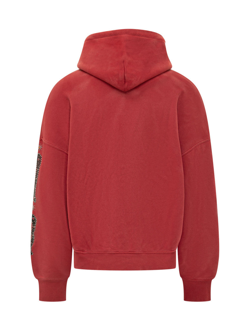 Red Embellished Hood Sweatshirt 3