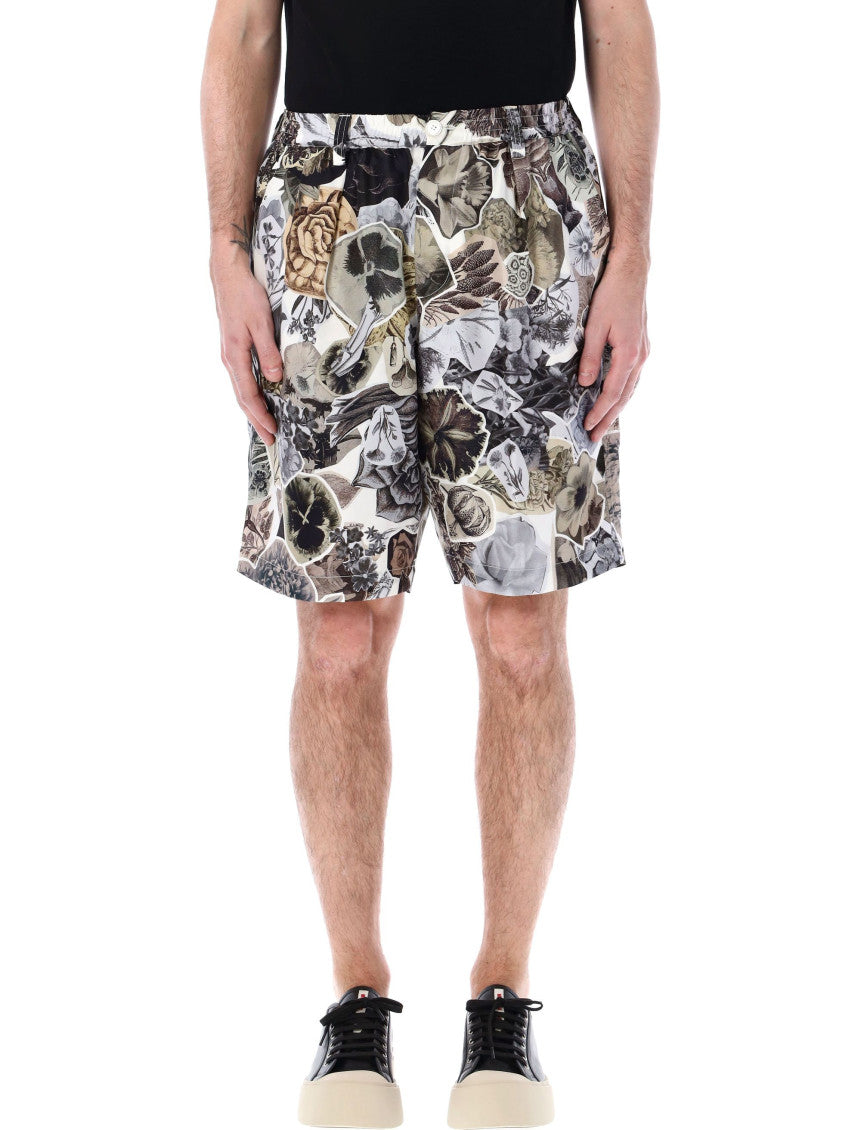 Black Floral Print Bermuda Shorts 1