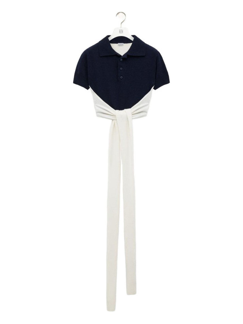 Navy Blue Contrasting Tie Polo T-shirt 1