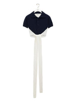 Navy Blue Contrasting Tie Polo T-shirt 1