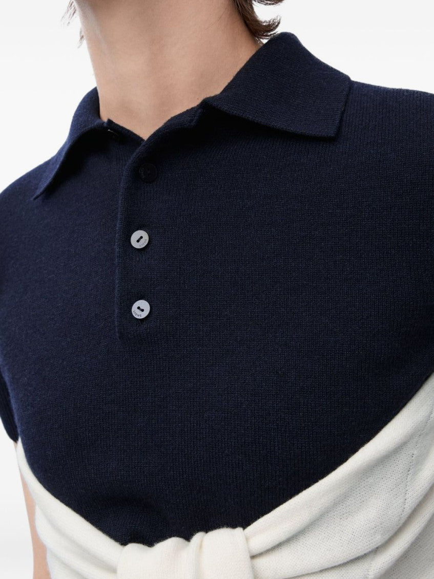 Navy Blue Contrasting Tie Polo T-shirt 7