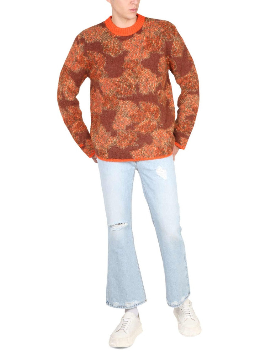Orange Crew Neck Sweaters 2