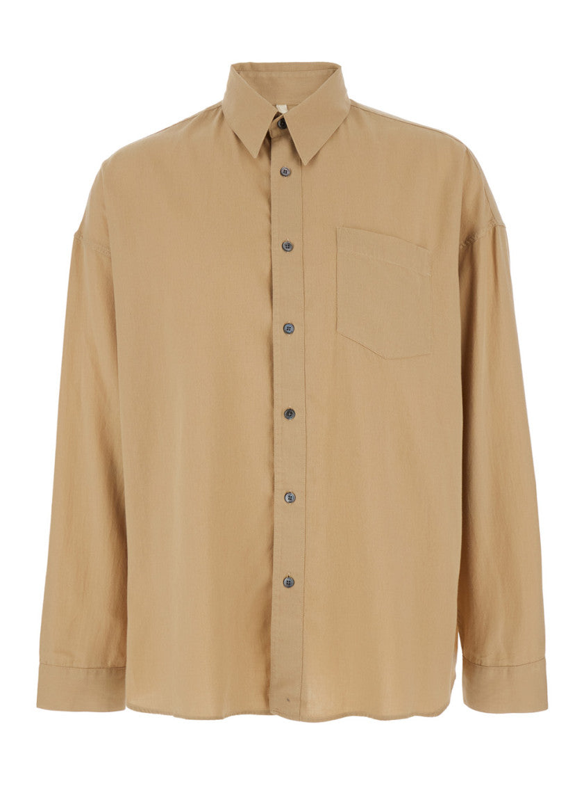 Beige Relaxed Solid Shirts 1