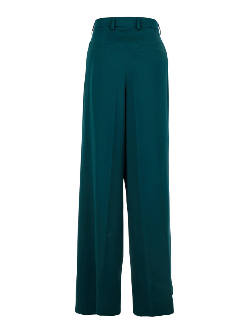 Blue Relaxed Flat Front Pants 2