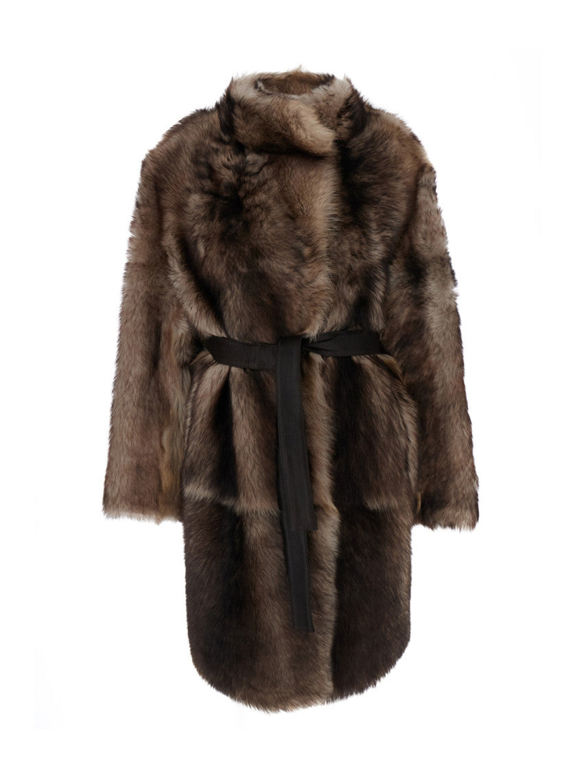 Brown Turtle Neck Shearling Jacket 1