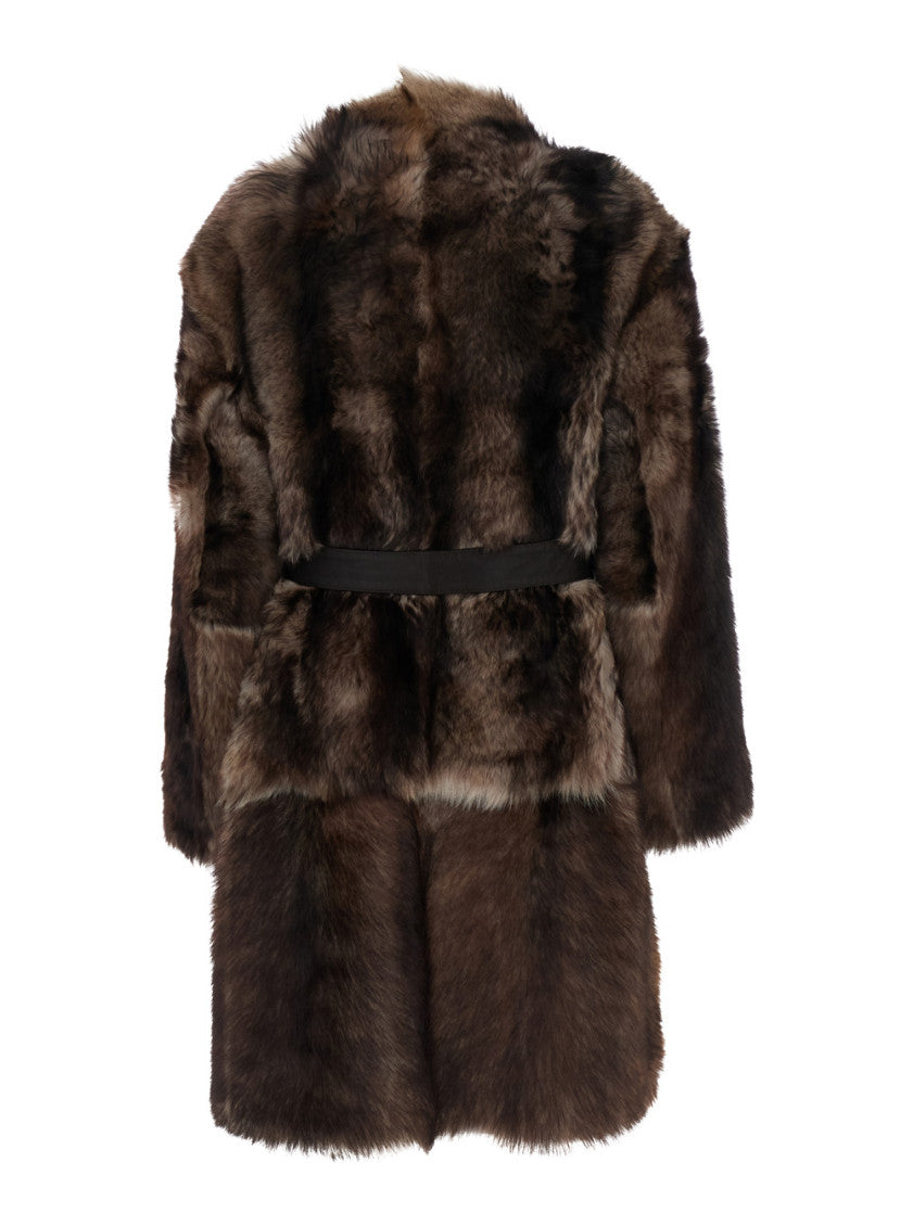 Brown Turtle Neck Shearling Jacket 2