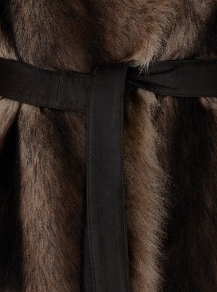 Brown Turtle Neck Shearling Jacket 3