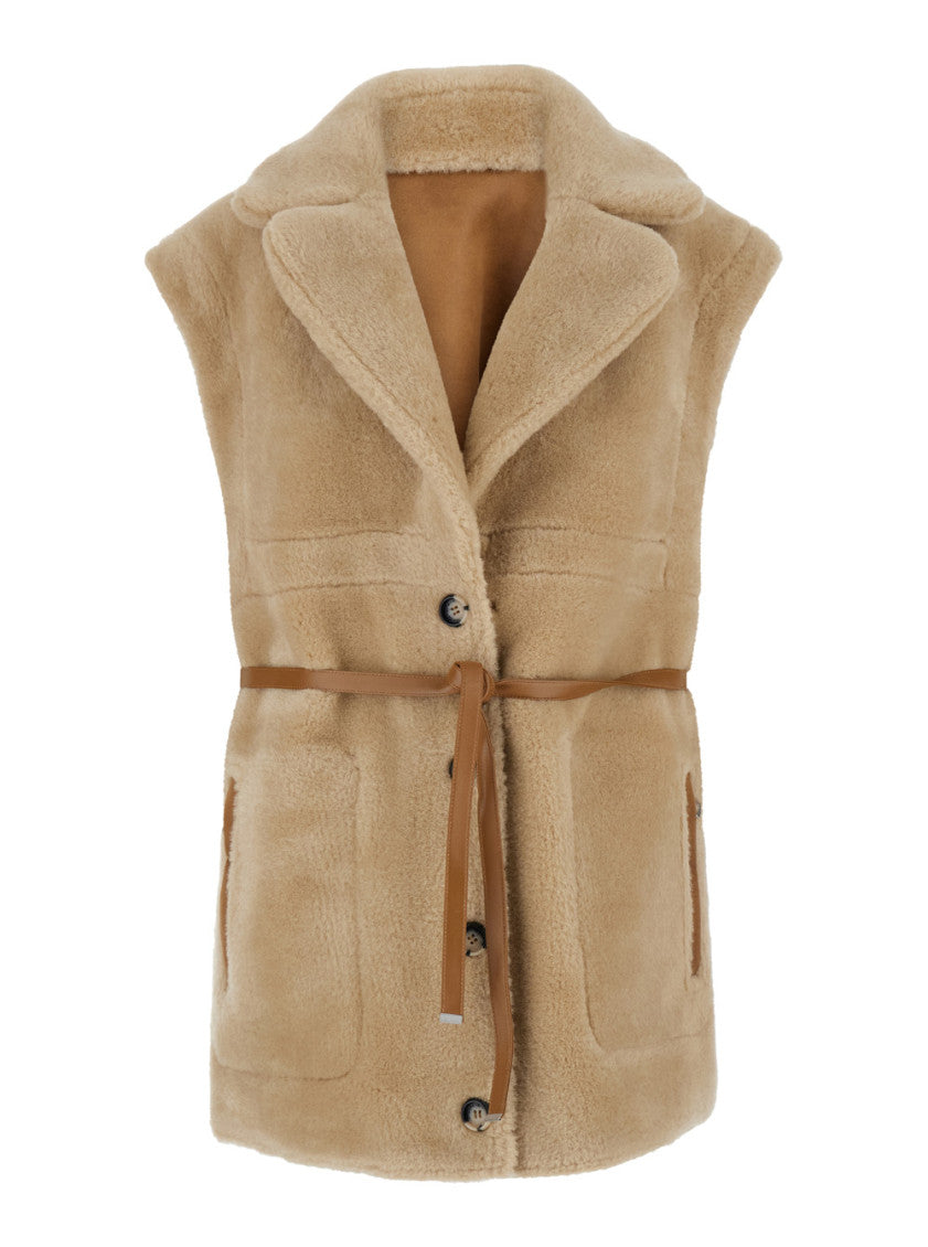 Beige Solid Notched Lapel Jacket 1