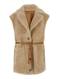 Beige Solid Notched Lapel Jacket 1