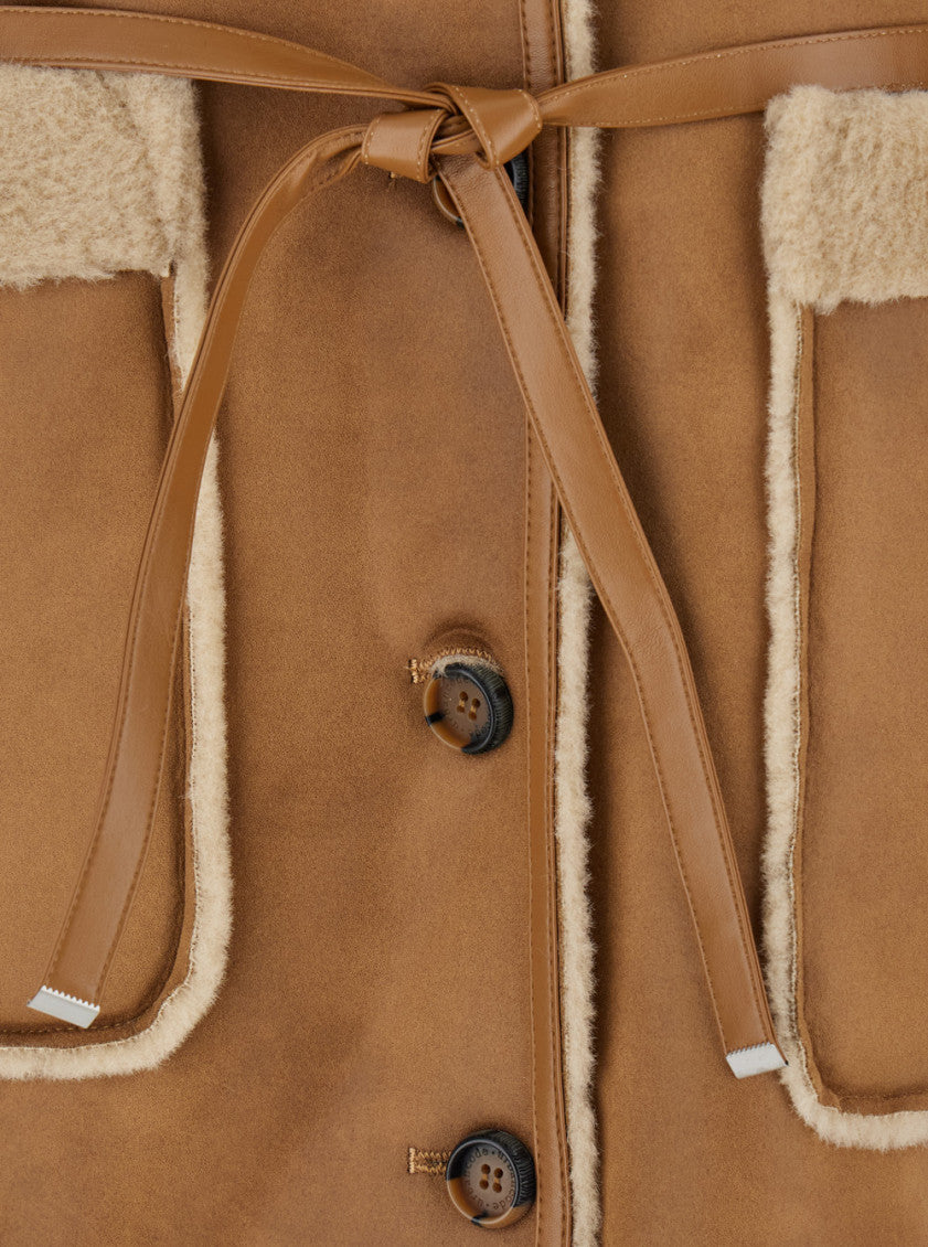 Beige Solid Notched Lapel Jacket 3