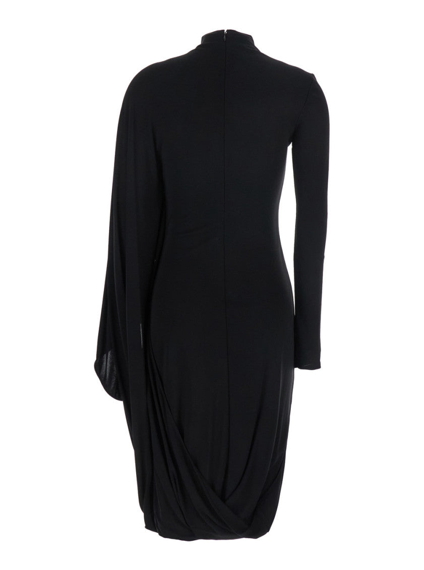 Black Mock Collar Midi Dress 2