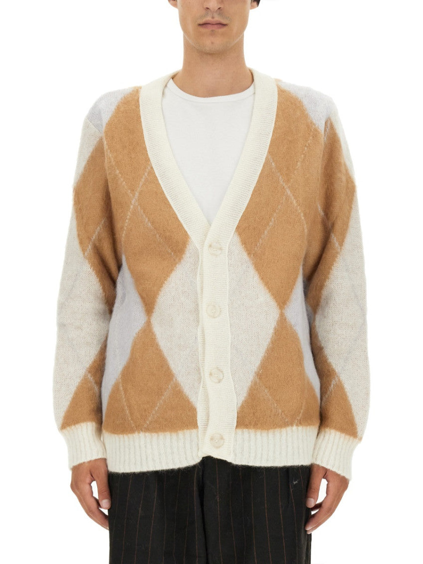 Beige V Neck Cardigans 1
