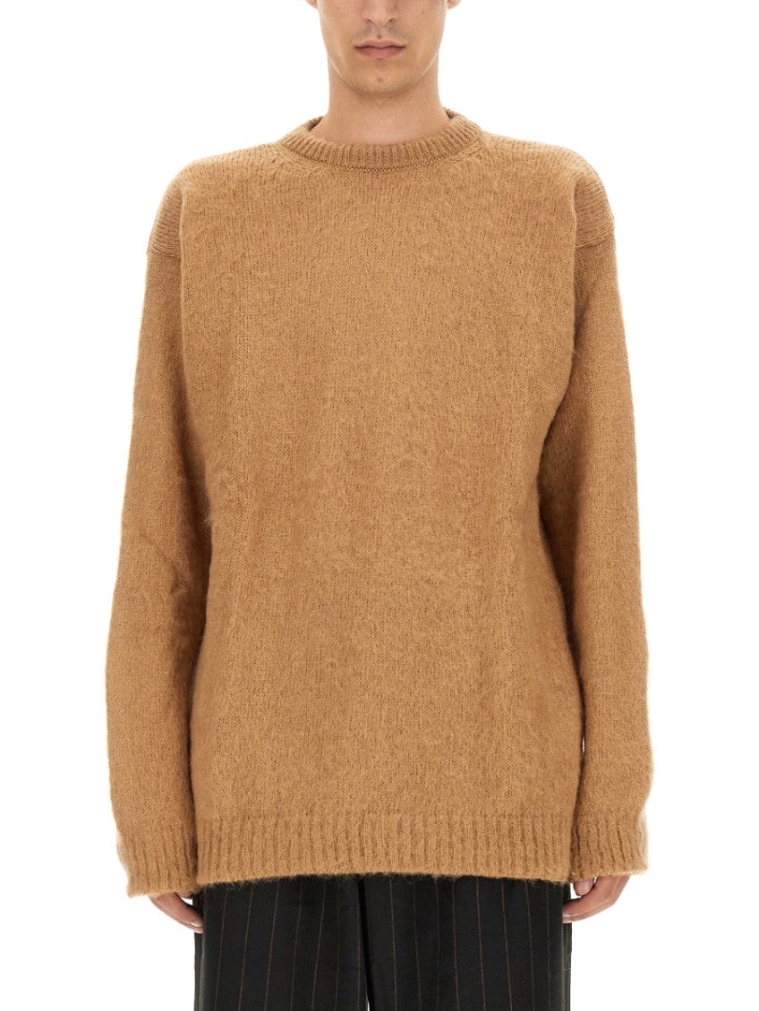 Beige Crew Neck Sweaters 1