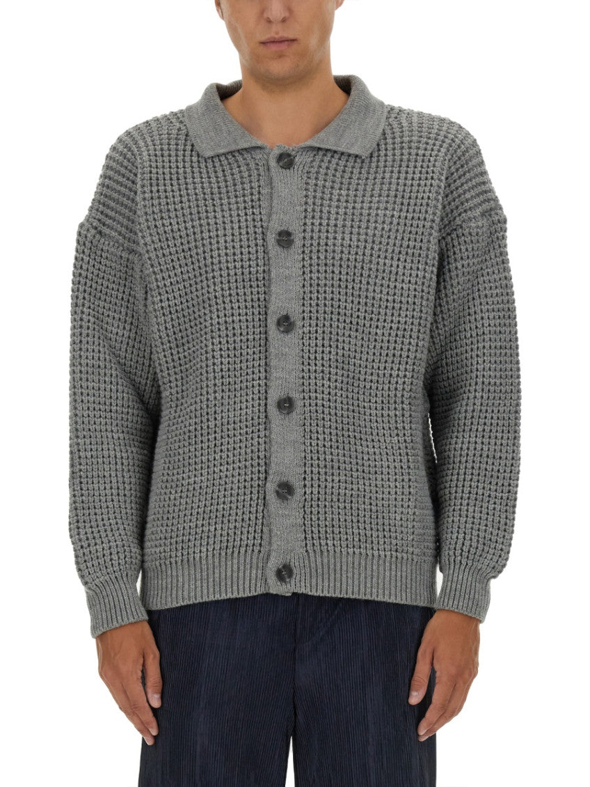 Grey Shirt Collar Cardigans 1