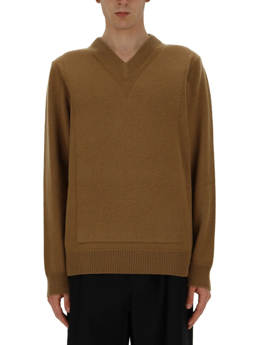 Brown V Neck Sweaters 1