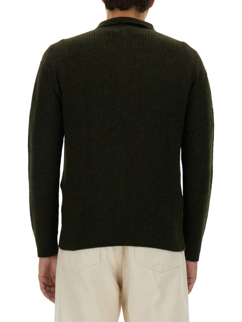 Olive Shirt Collar Sweaters 3