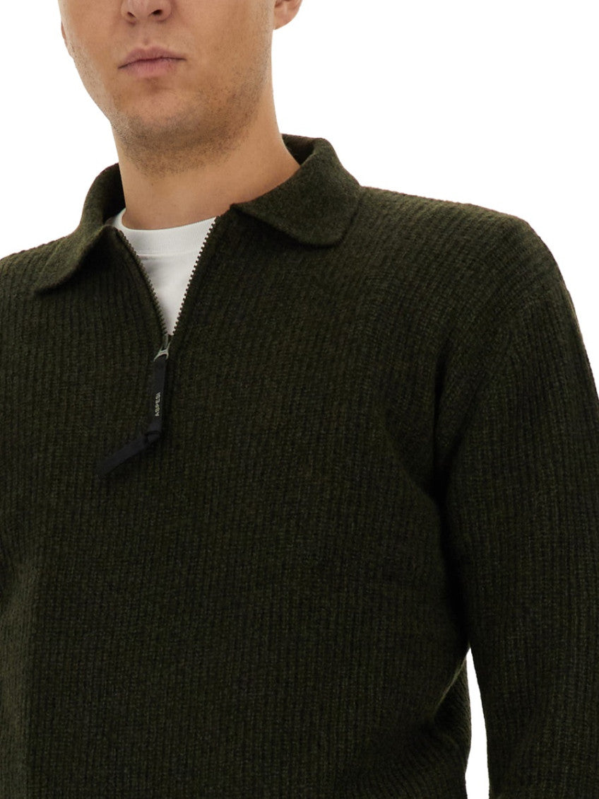 Olive Shirt Collar Sweaters 4