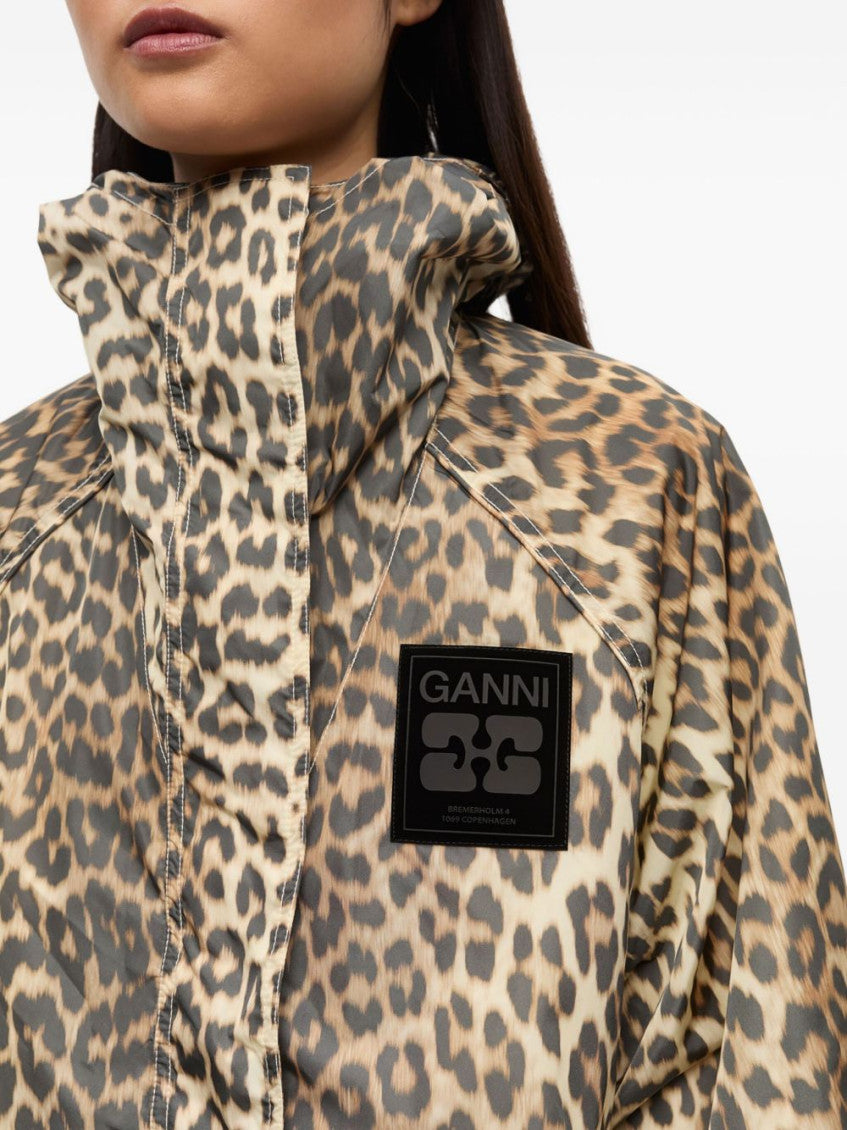Beige Print Nylon Windbreaker 2