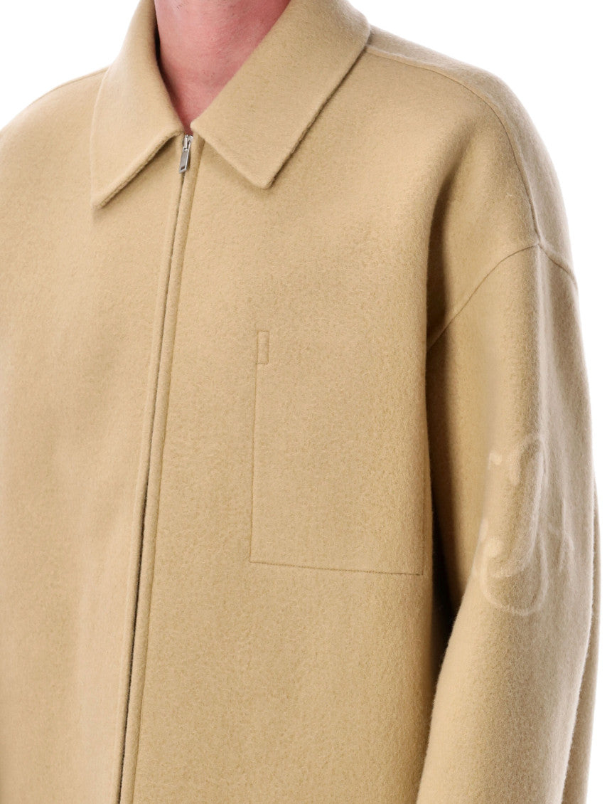 Beige Logo-detail Zip-front Jacket 3