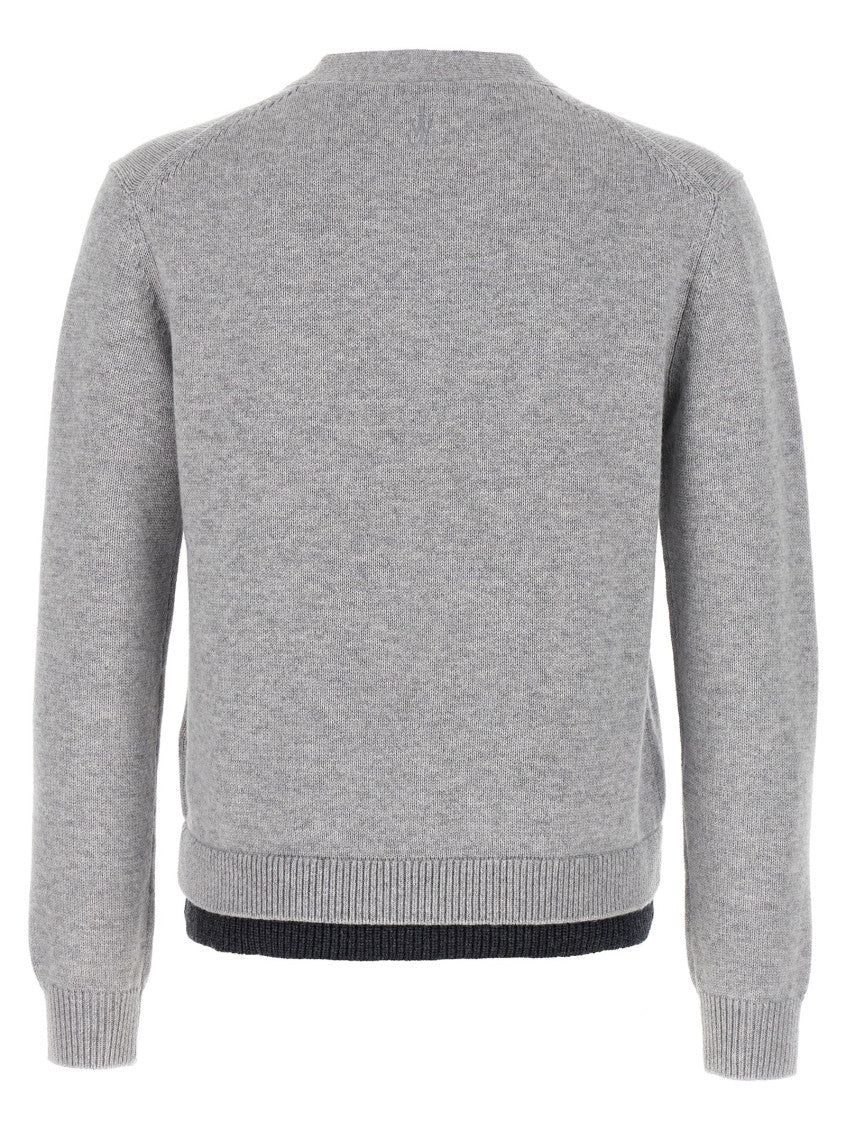 Grey 'Contrast Layered' cardigan 2