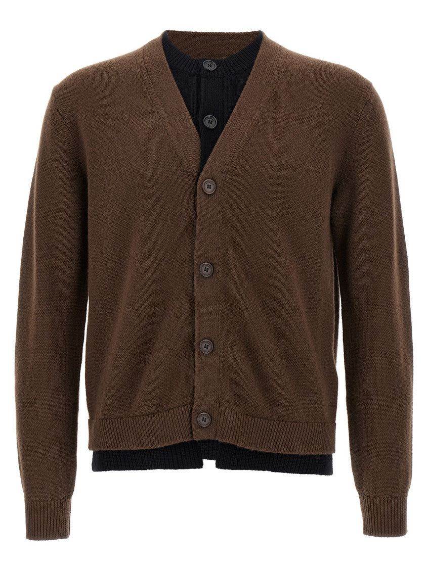 Brown 'Contrast Layered' cardigan 1