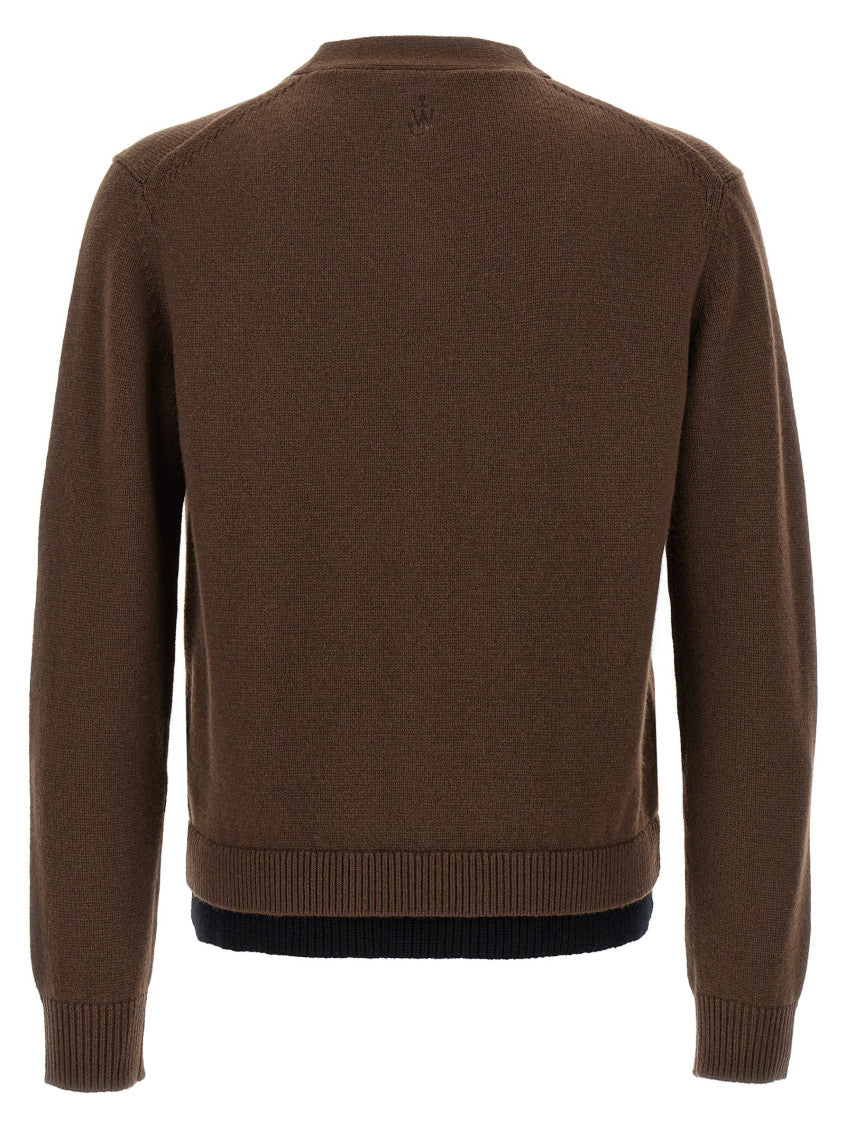 Brown 'Contrast Layered' cardigan 2