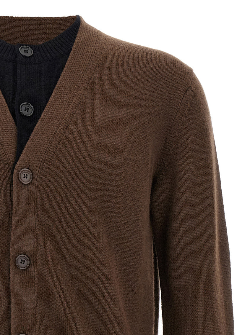 Brown 'Contrast Layered' cardigan 3