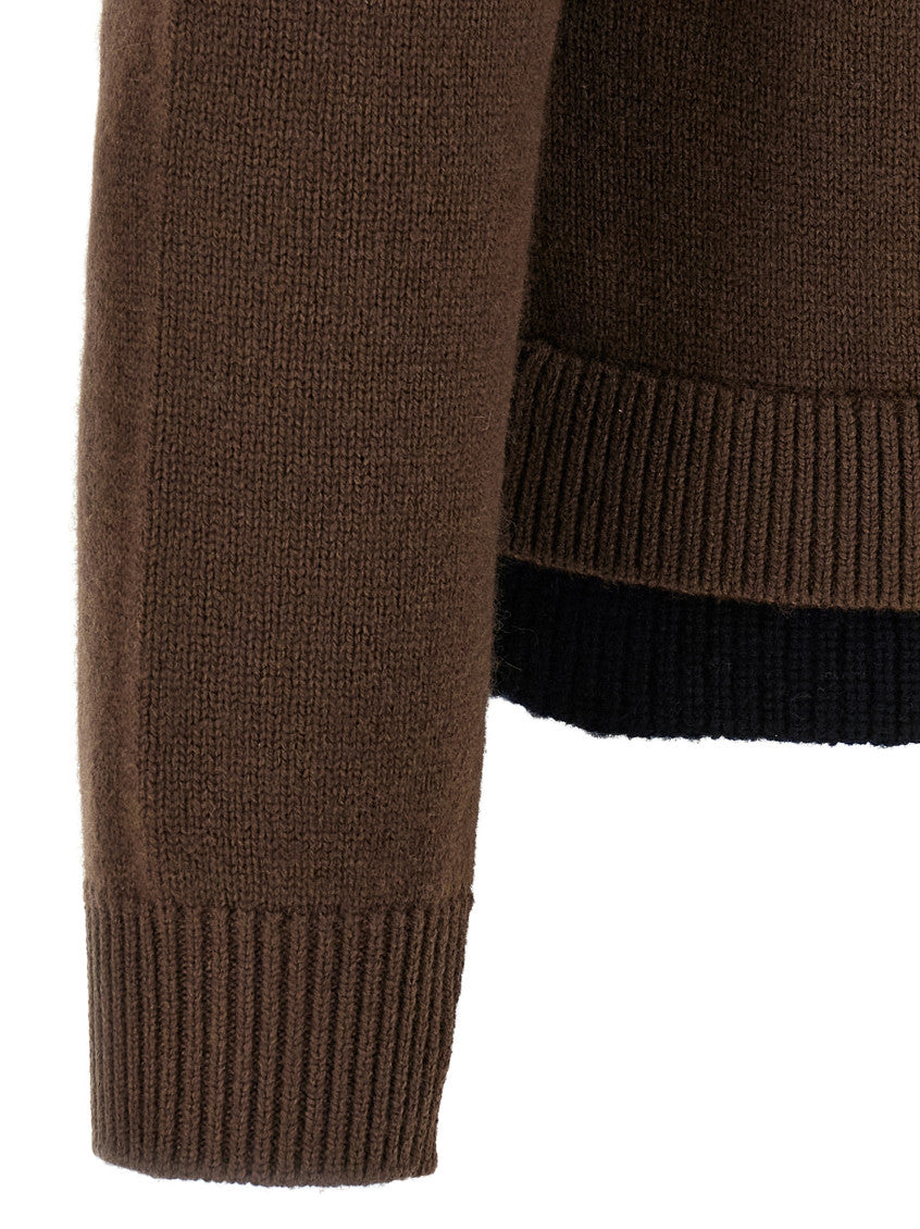 Brown 'Contrast Layered' cardigan 4