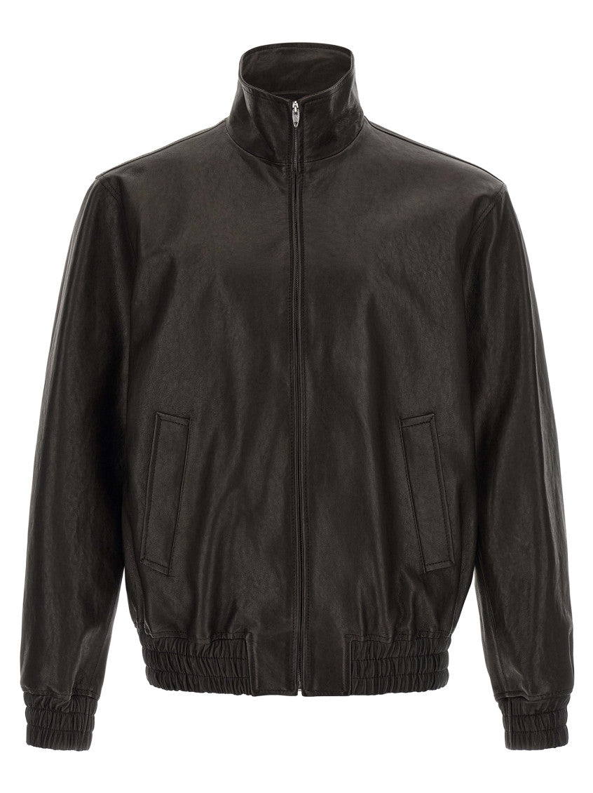 Black Solid Leather Jacket 1