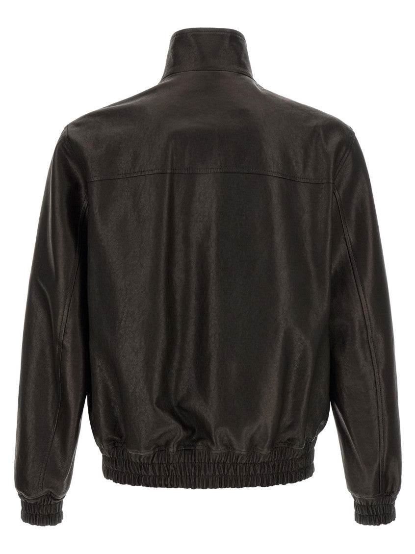 Black Solid Leather Jacket 2