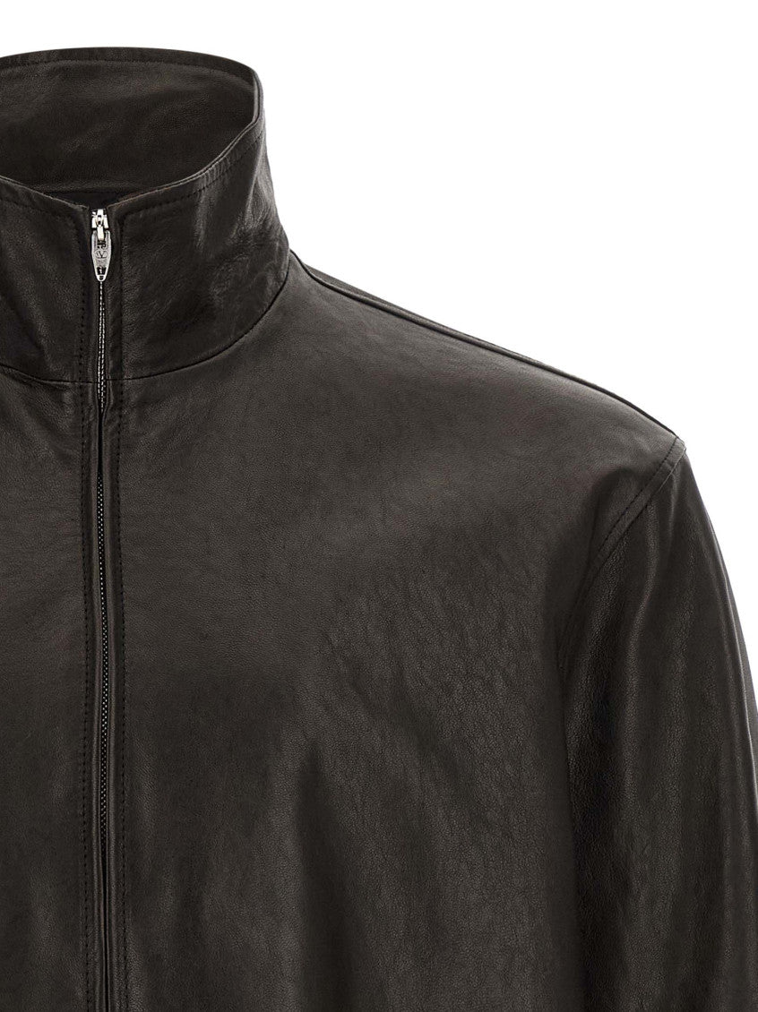 Black Solid Leather Jacket 3