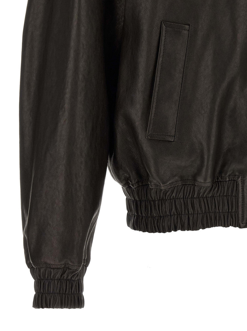 Black Solid Leather Jacket 4