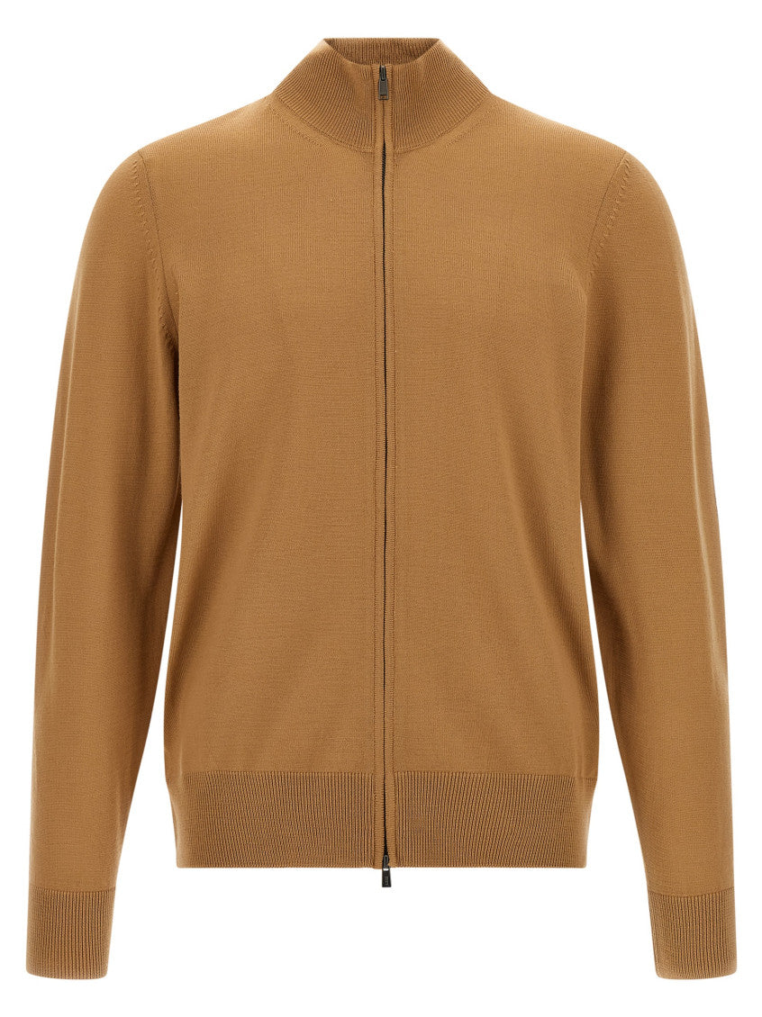 Brown Mock Collar Cardigan 1