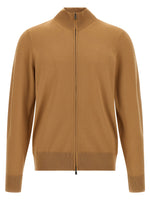 Brown Mock Collar Cardigan 1