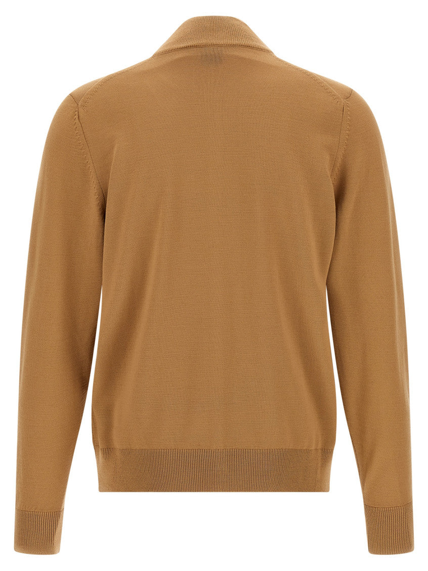 Brown Mock Collar Cardigan 2