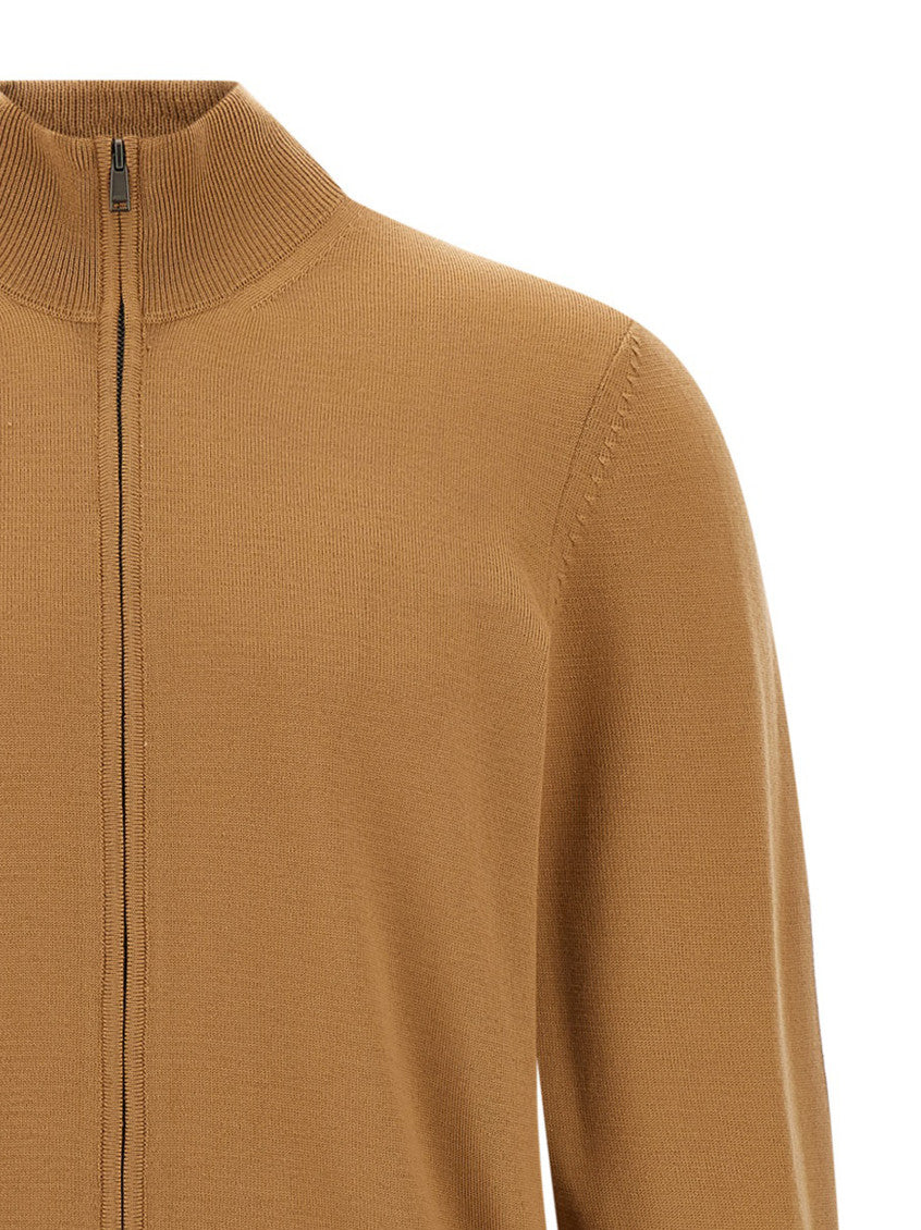 Brown Mock Collar Cardigan 3