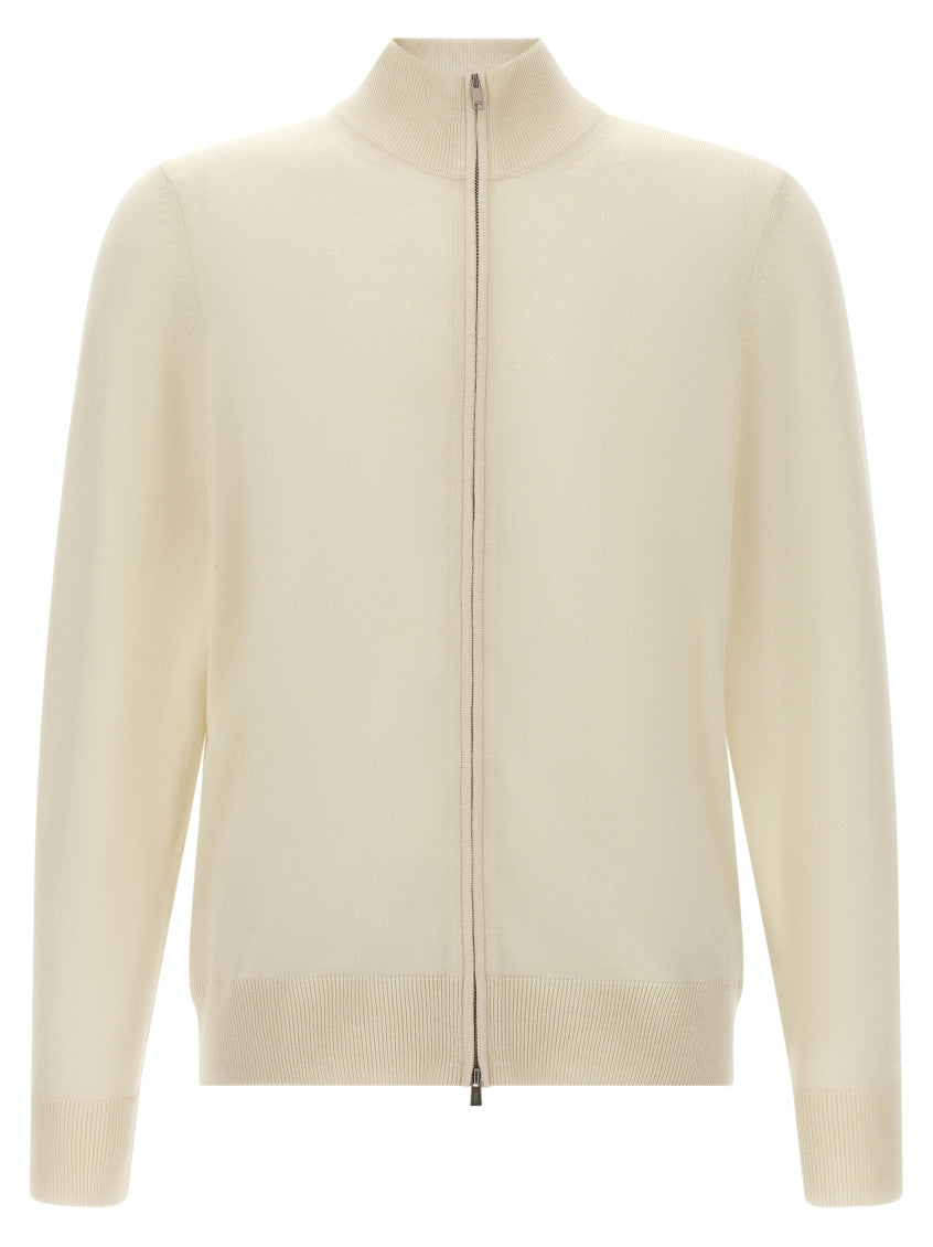 Off White Zip Up Cardigan 1