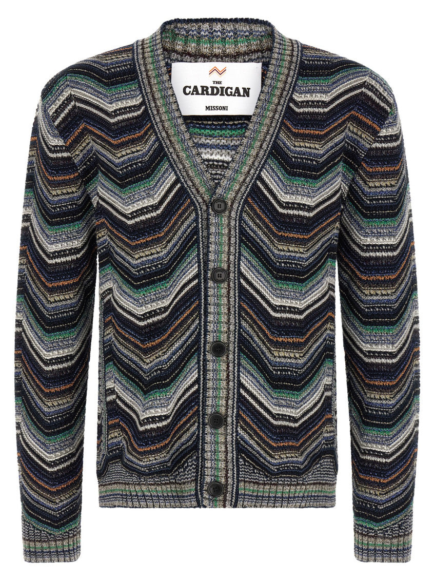 Multicolor Chevron V-Neck Cardigan 1
