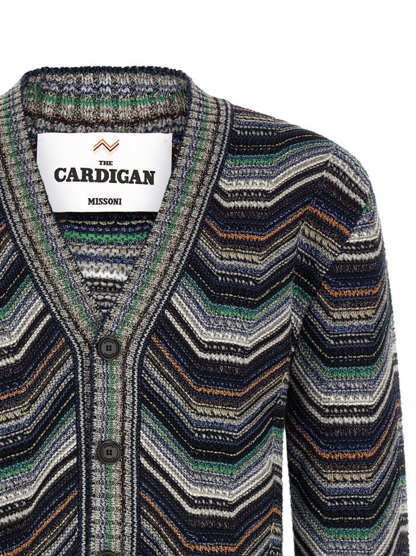 Multicolor Chevron V-Neck Cardigan 3
